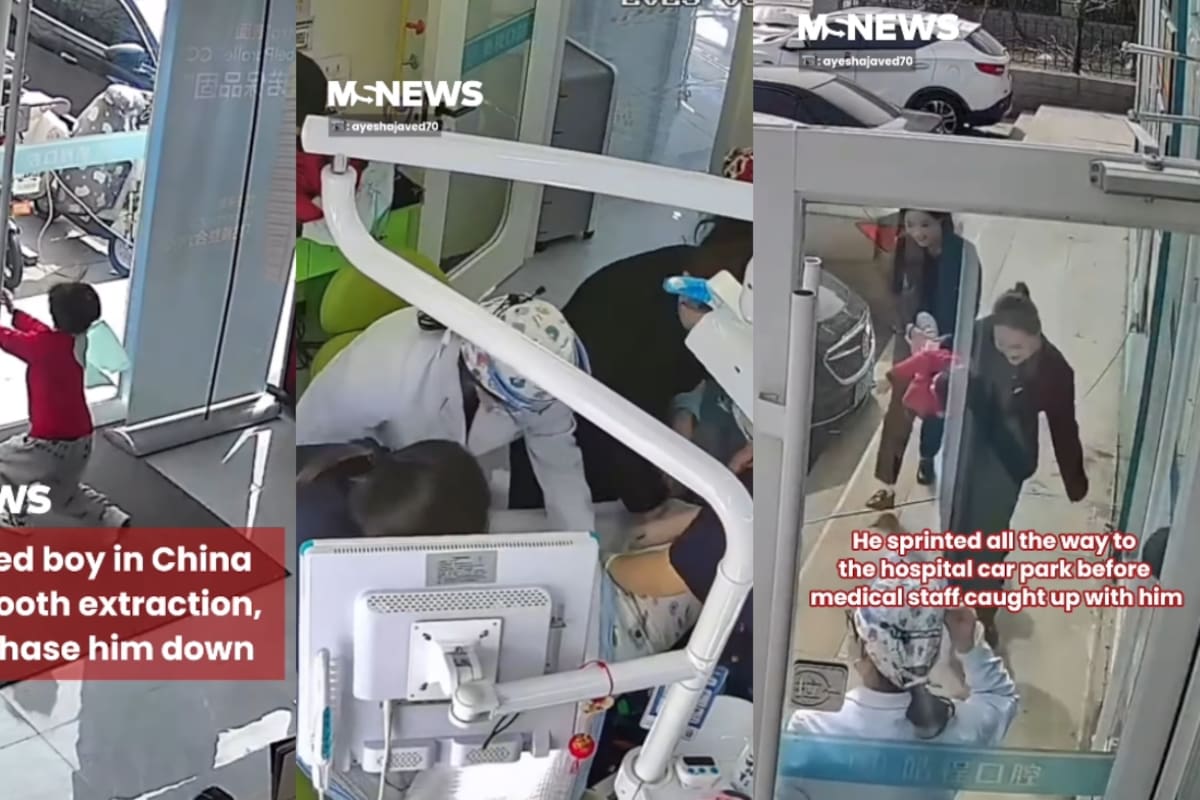 Niño sale corriendo del consultorio del dentista al saber que le van a remover un diente