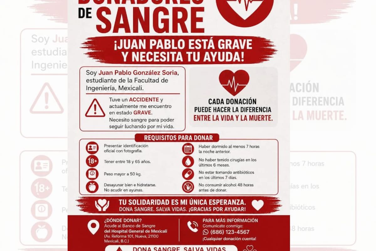 Tras incidente en motocicleta en el que perdió la pierna, joven estudiante requiere donadores de sangre en Hospital General