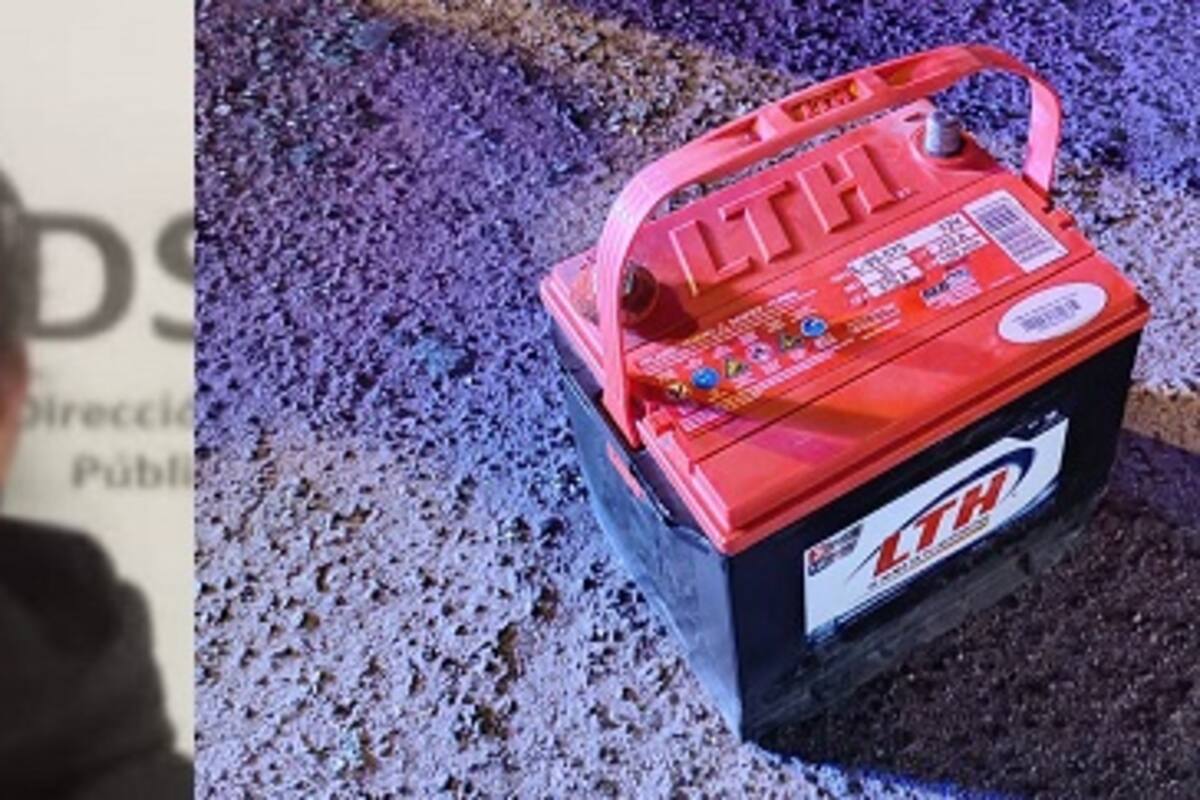 Detienen a hombre por robarse la pila de un vehículo