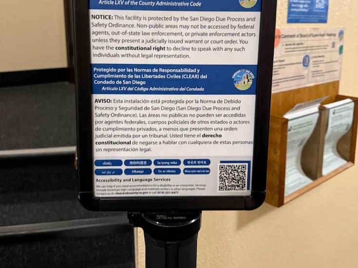 Restringen acceso a ICE en oficinas del Condado de San Diego