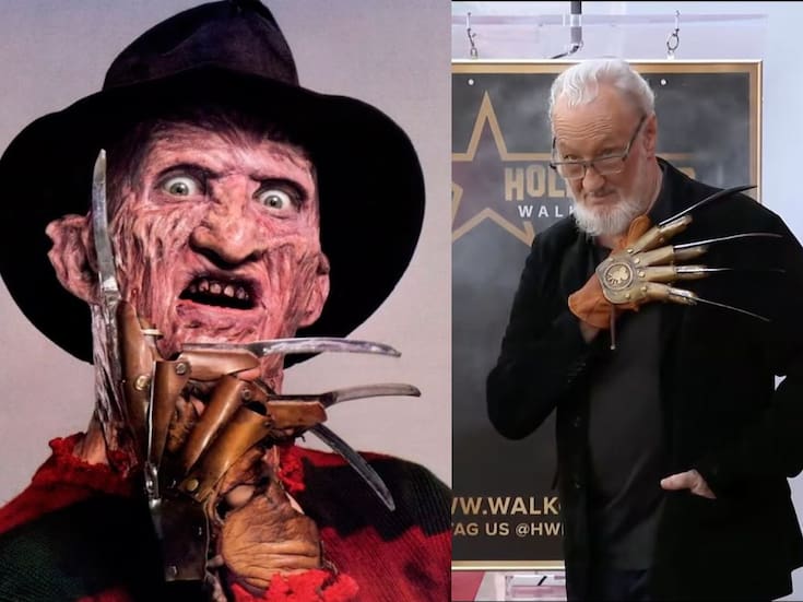 Robert Englund, el eterno Freddy Krueger, posa como su personaje al recibir estrella en el Paseo de la Fama de Hollywood en Halloween