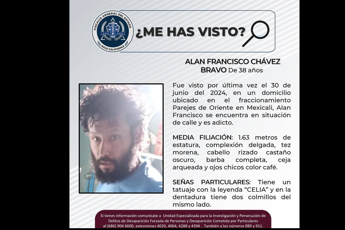 Piden ayuda para encontrar a Alan Francisco Chávez Bravo