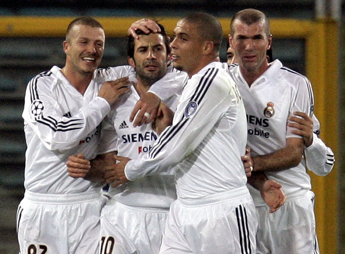 Los 'Galácticos' del Real Madrid: David Beckham, Luis Figo, Ronaldo y Zinedine Zidane. (Foto: Archivo GH)
