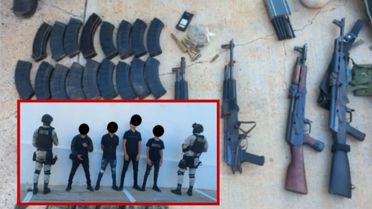 Cae grupo armado en Mazatlán: cinco detenidos con fusiles AK-47, equipo táctico y vehículo robado