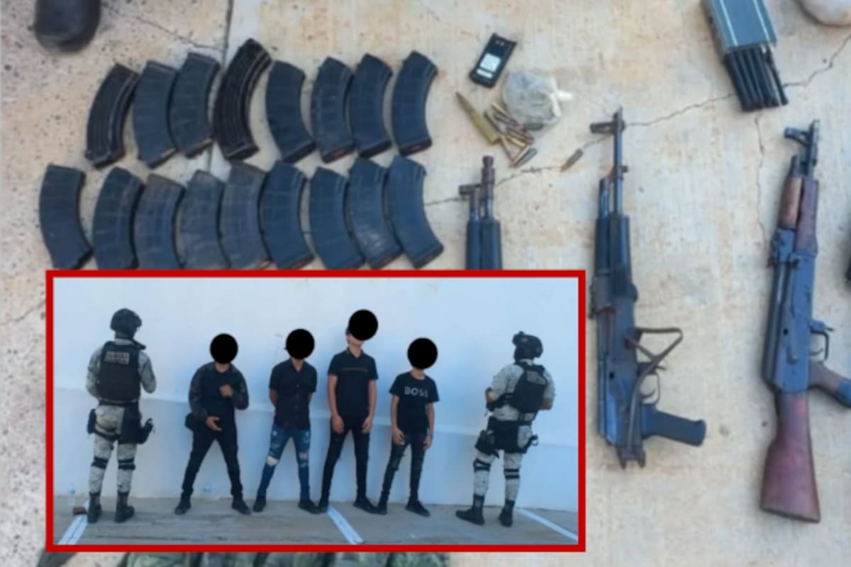 Cae grupo armado en Mazatlán: cinco detenidos con fusiles AK-47, equipo táctico y vehículo robado