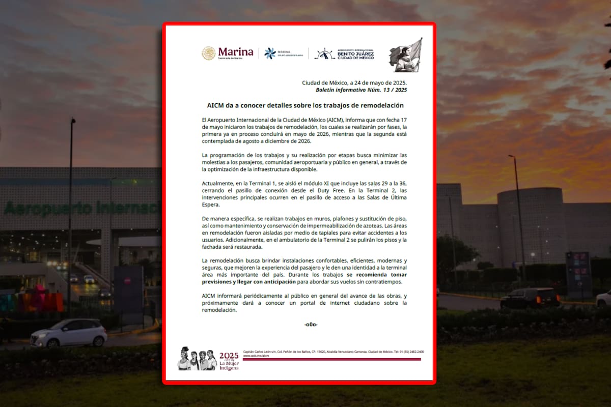 AICM anuncia el inicio de remodelaciones en sus instalaciones como preparativos ante el Mundial 2026