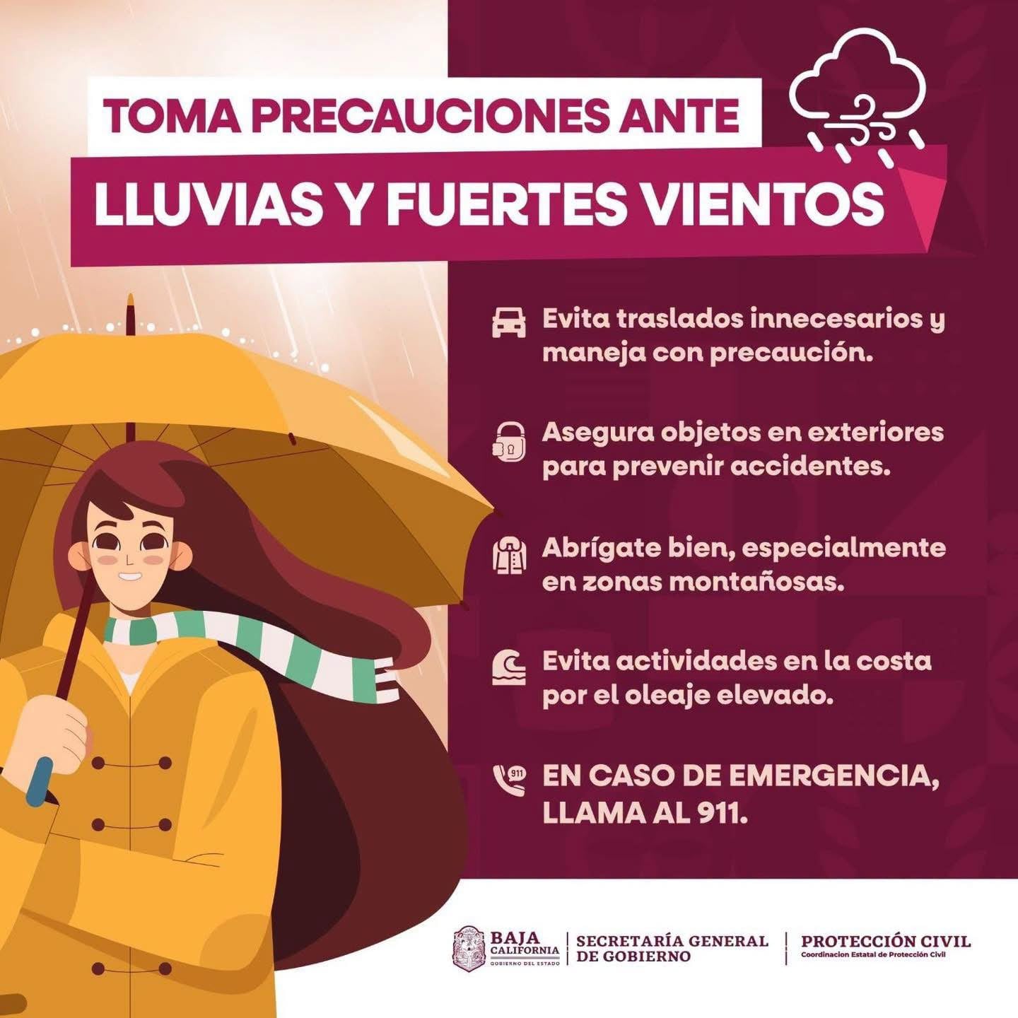Baja California podría registrar cambios en las condiciones meteorológicas durante los próximos días, con lluvias, viento y oleaje elevado en algunas regiones. Foto: Cortesía