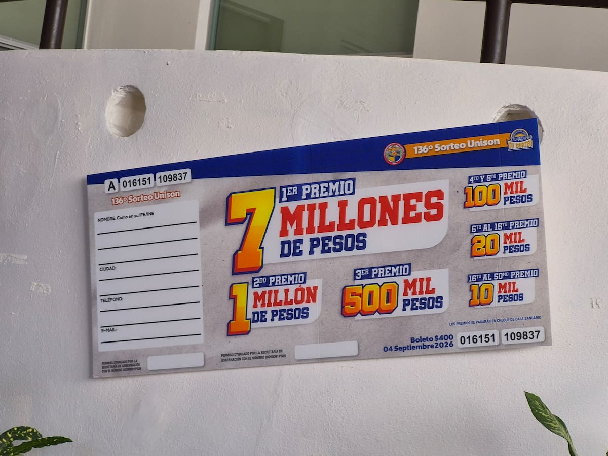 Los boletos de Sorteos Unison tienen un costo de 400 pesos y ya pueden adquirirse en puntos físicos y en línea. FOTO: JORGE LÓPEZ