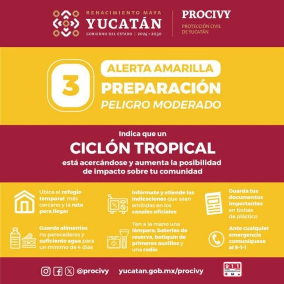 Alerta amarilla en Yucatán