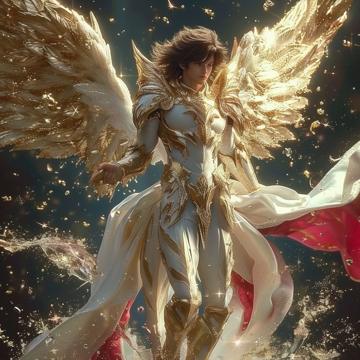 Imponente y poderoso, así se presenta Seiya en esta reinterpretación generada por la inteligencia artificial.