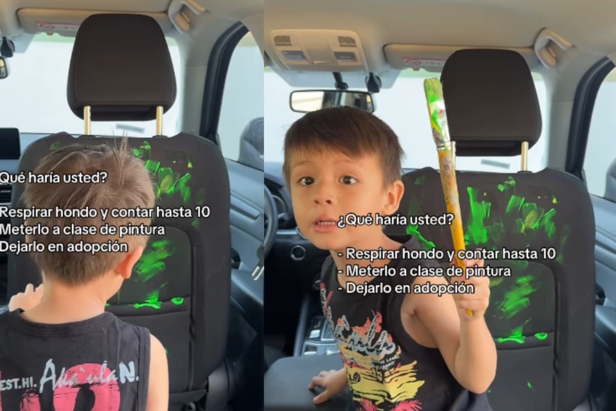 Padre descubre a su hijo coloreando el asiento del carro y no sabe cómo reaccionar