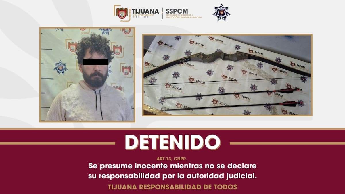 Con arco y flechas, hombre enfrenta a policías y termina detenido en Playas de Tijuana