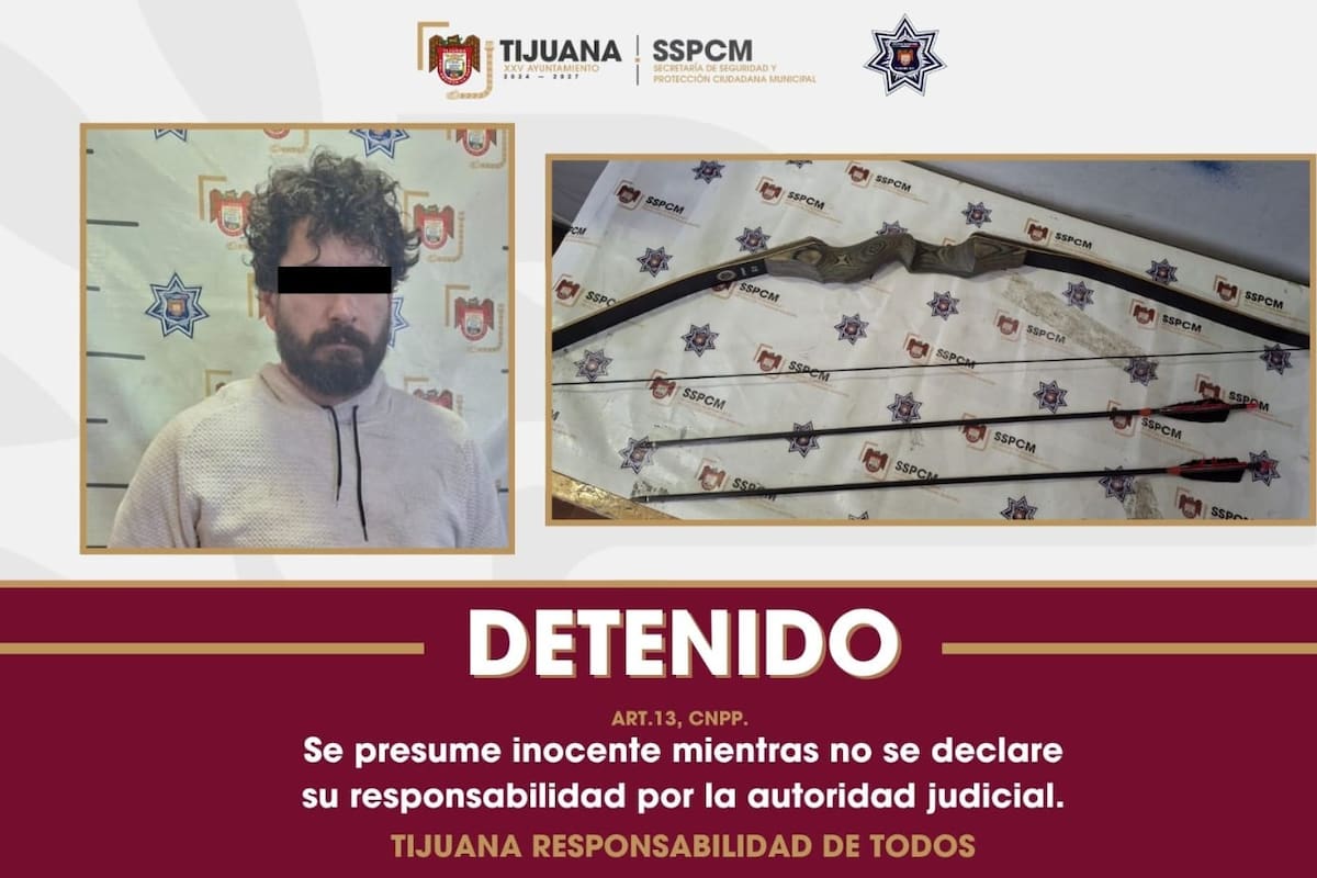 Con arco y flechas, hombre enfrenta a policías y termina detenido en Playas de Tijuana