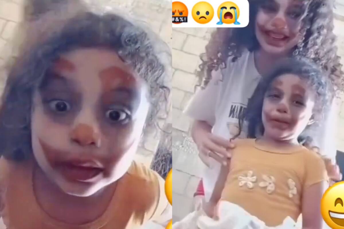 Niña rompe en llanto porque cree que alguien la pintó de payasita, ¡pero sólo se trataba de un filtro! | VIRAL