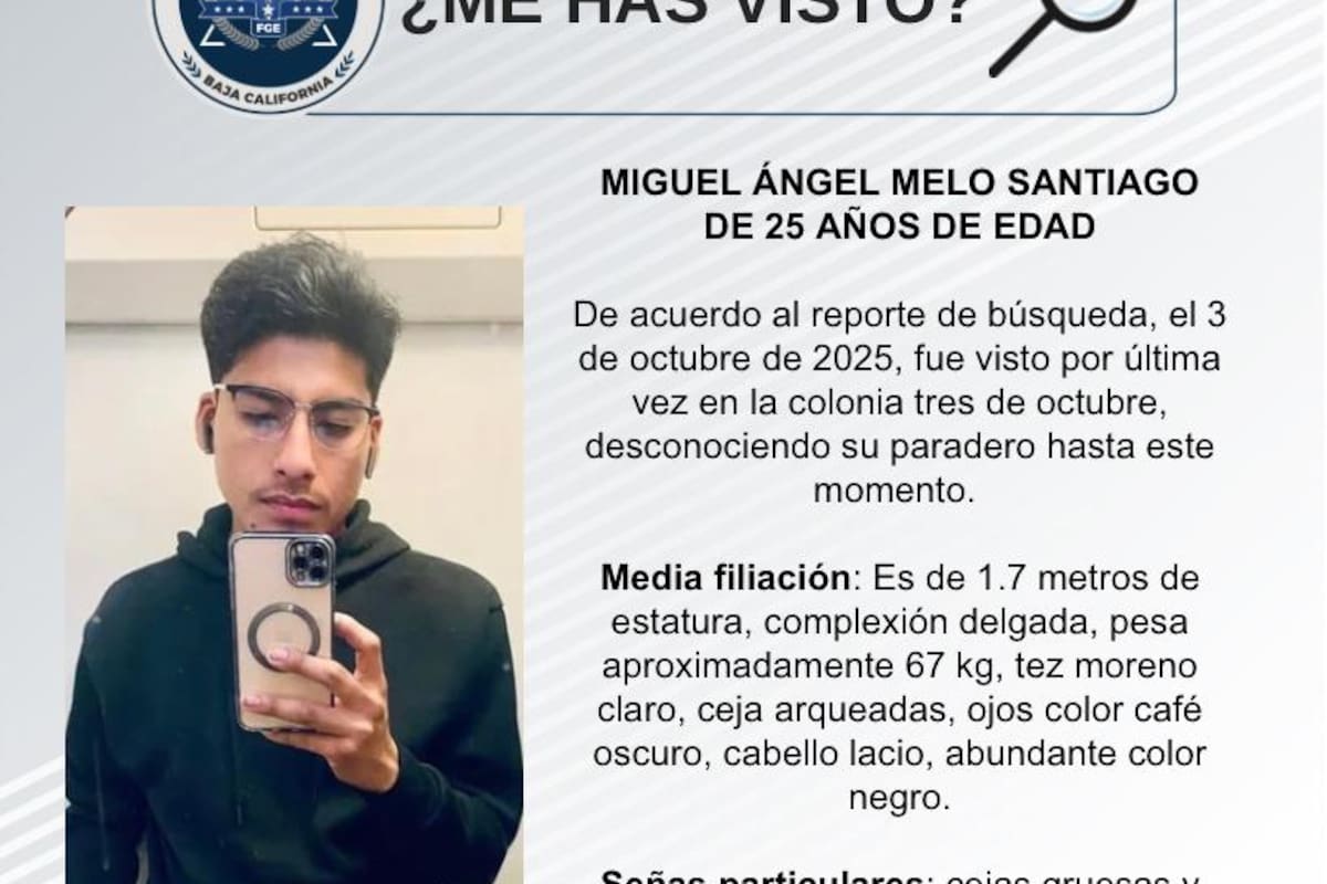 Se busca a Miguel Ángel Melo Santiago de 25 años