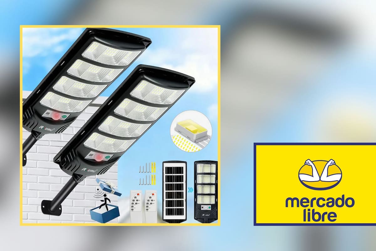 Mercado Libre rebaja un 56% el paquete de lámparas solares RUOMU con envío gratis a todo el país, permitiendo iluminar exteriores sin aumentar el consumo de energía eléctrica