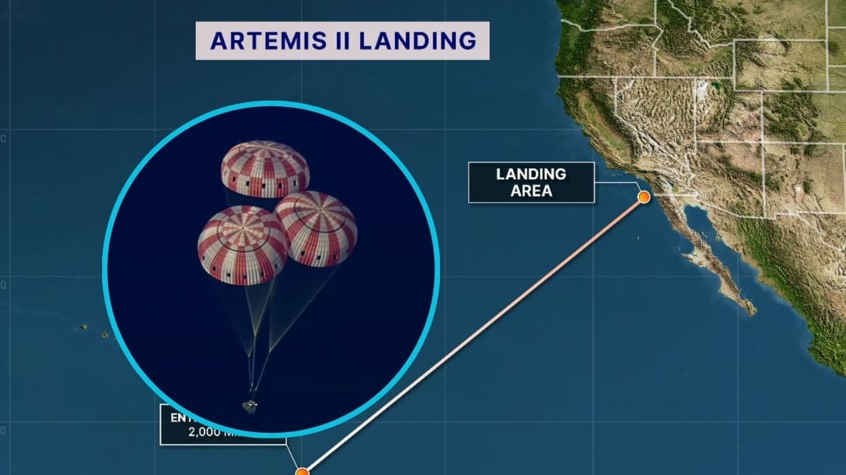 Aterriza con éxito la nave con astronautas que viajaron a la Luna