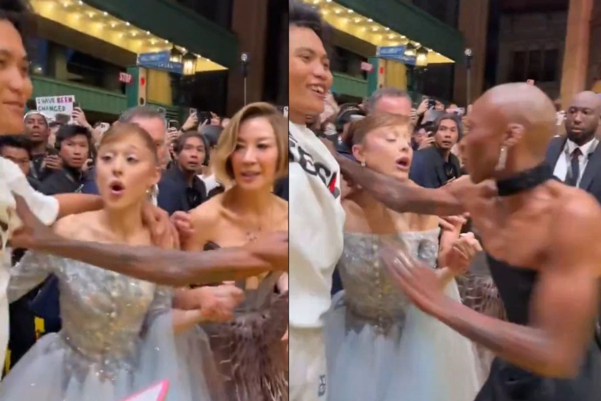 Fanático burla la seguridad y se lanza sobre Ariana Grande en la premiere de Wicked