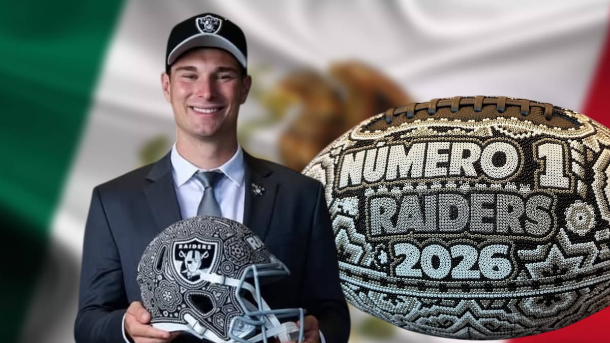 ¡NFL a la mexicana! Fernando Mendoza, pick 1 del Draft 2026, recibió un balón de arte huichol y así reaccionó la nueva estrella de Raiders