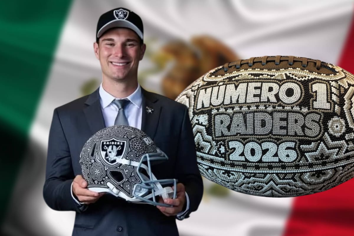 ¡NFL a la mexicana! Fernando Mendoza, pick 1 del Draft 2026, recibió un balón de arte huichol y así reaccionó la nueva estrella de Raiders