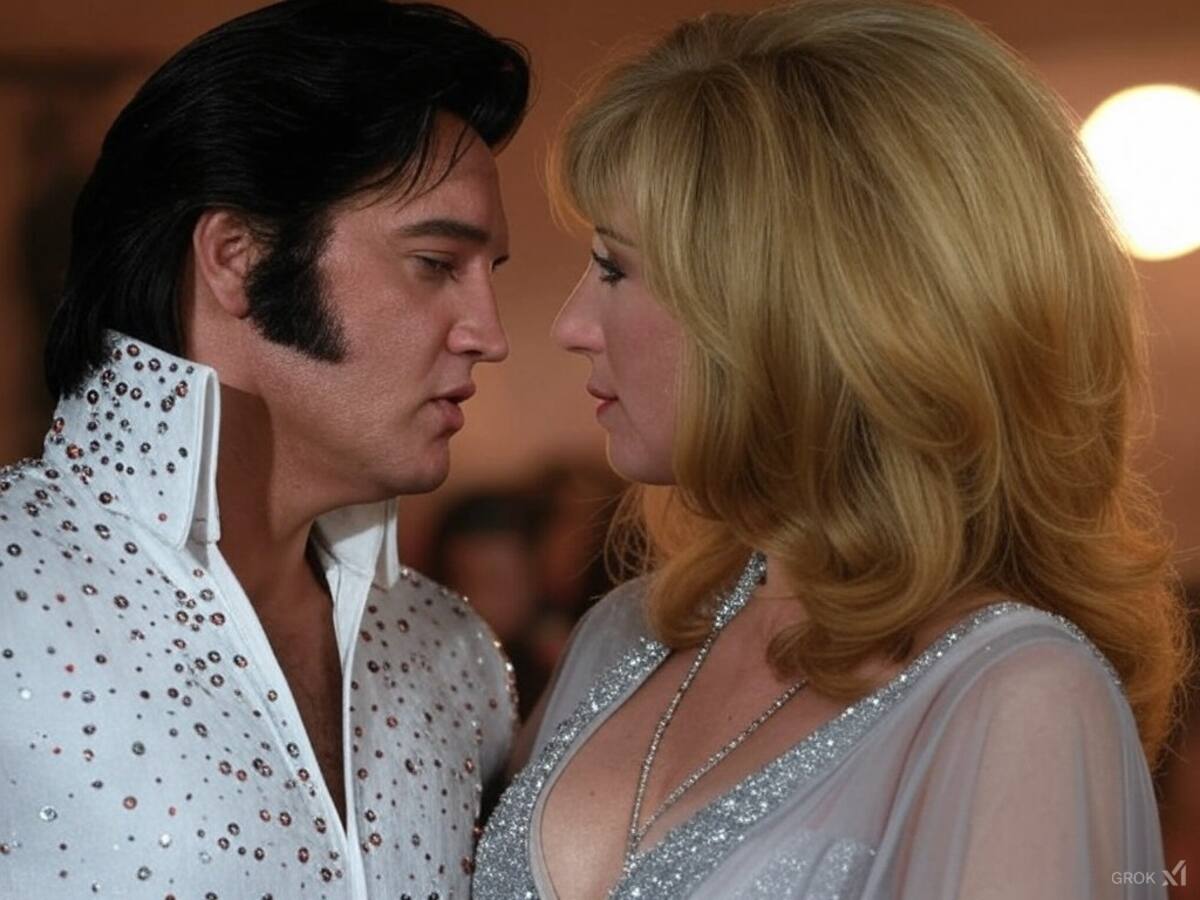 Así se hubiera visto Elvis Presley al lado de Barbara Streisand en A star is born, según Grok.