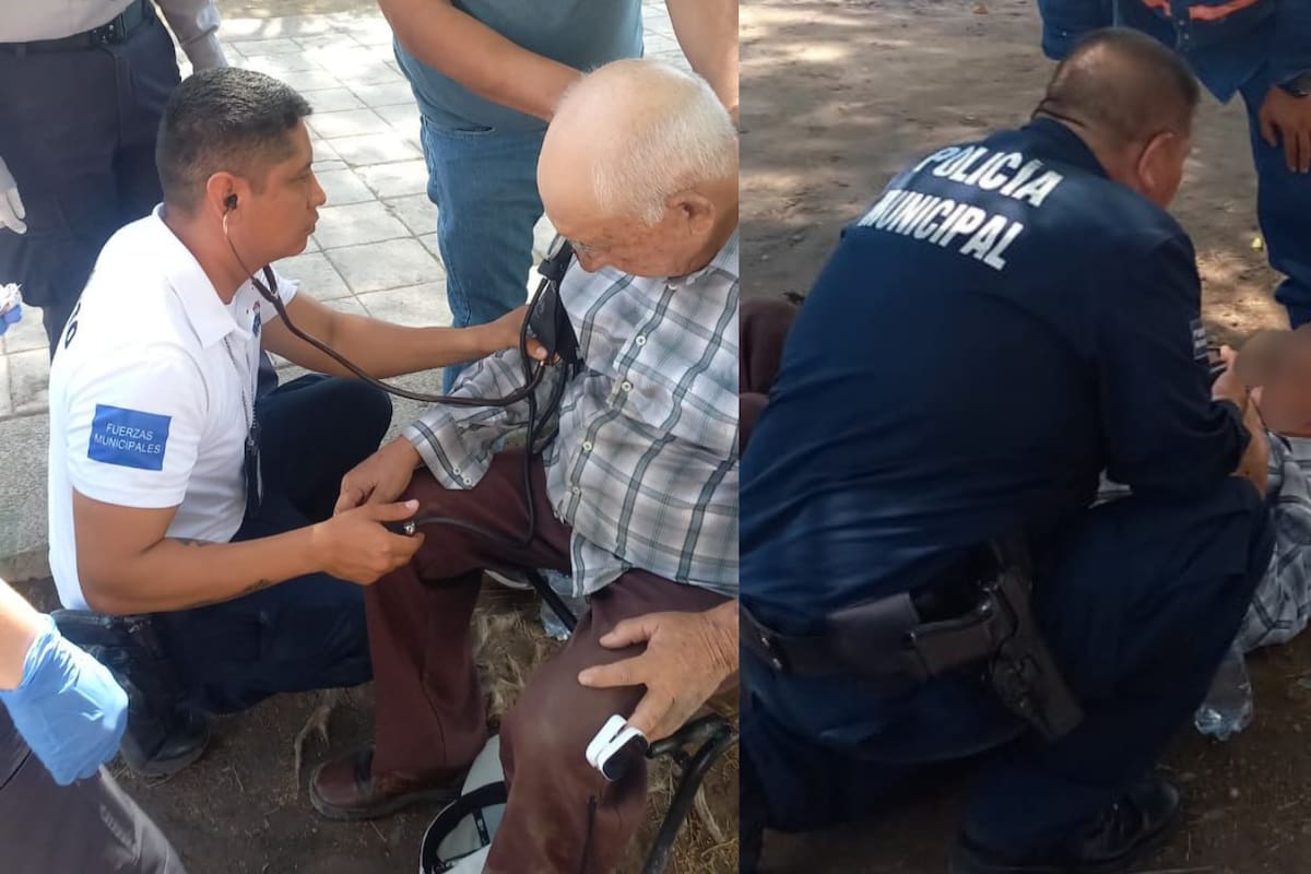 Policías auxilian a dos personas que presentaron complicaciones de salud en plena vía pública