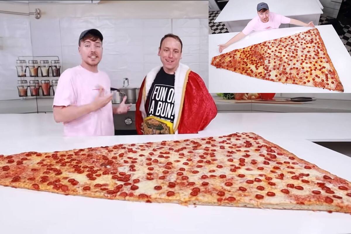 La rebanada de pizza más grande del mundo: Comedor profesional contra el equipo de Mr Beast