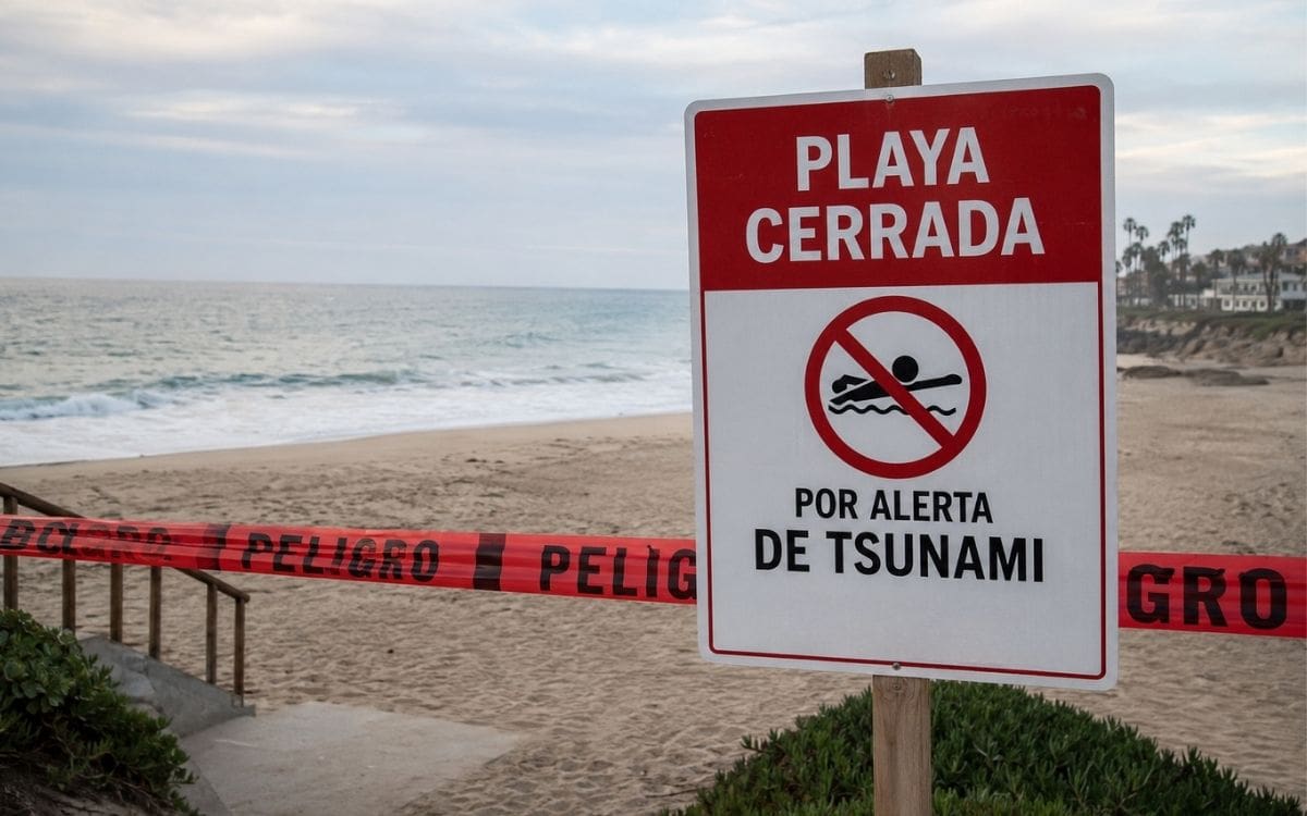 Tras sismo de magnitud 7.4 en Chiapas, Marina mantiene alerta de tsunami y pide alejarse de las playas de Guerrero, Oaxaca y Chiapas. | Imagen hecha con IA de ChatGPT