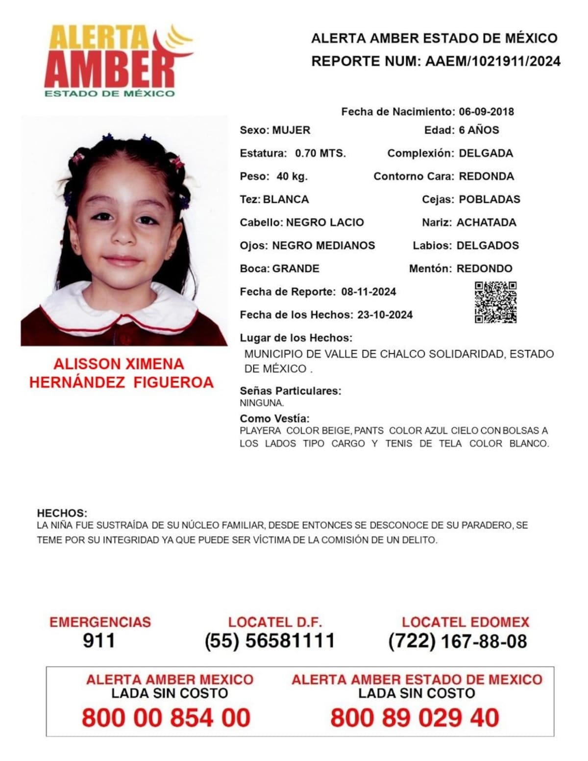 Alerta Amber Alisson Ximena