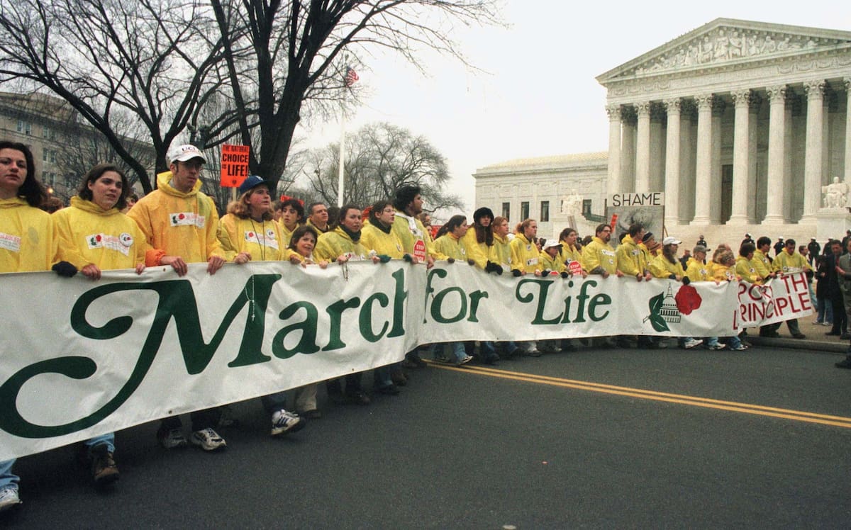 FOTO DE ARCHIVO: Manifestantes en contra del aborto pasan por la Corte Suprema de EEUU . REUTERS/Mark Wilson/Foto de Archivo