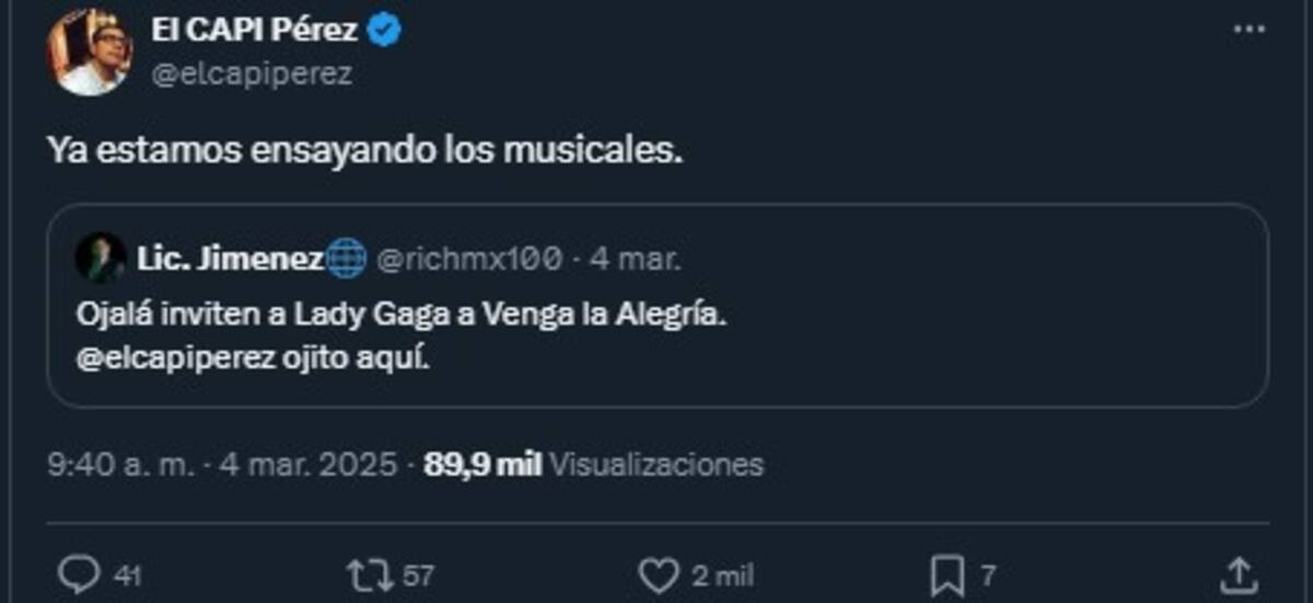 Capi Perez aviva rumores de Lady Gaga en “Venga la Alegría” / Cuenta de X: @elcapiperez
