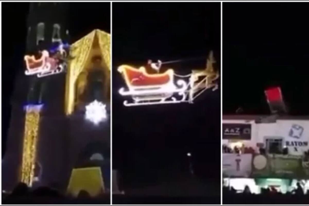 VIDEO: Santa Claus visita Tlaxcala y se accidenta en trineo