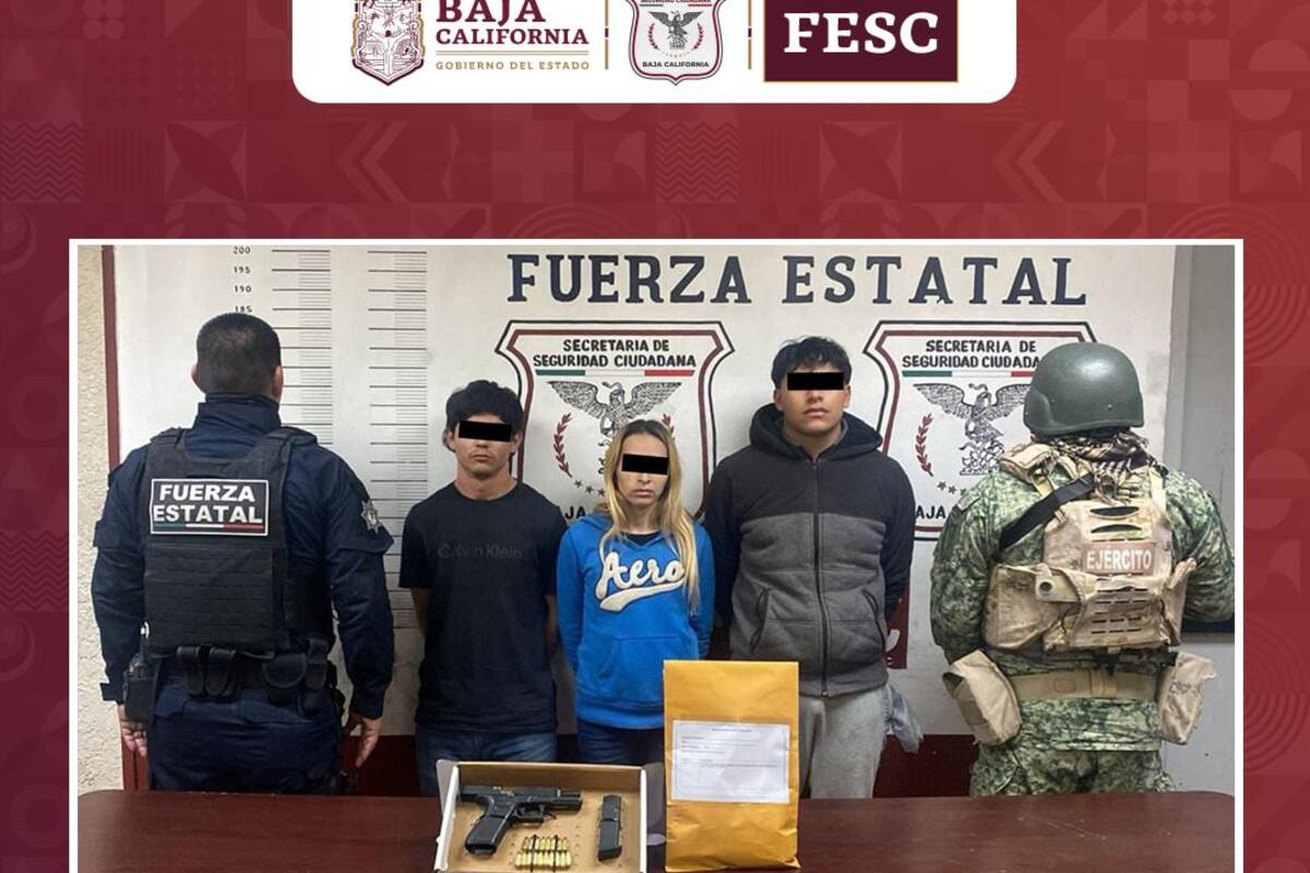 Tres detenidos con armas y droga en el valle de Mexicali