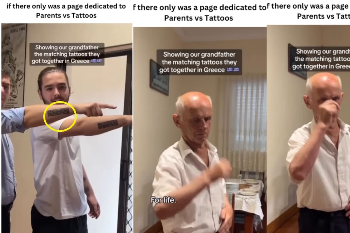 “Estoy cubierto de ira ahora mismo”: abuelo reacciona con sorpresa y se persigna al ver el tatuaje de sus nietos