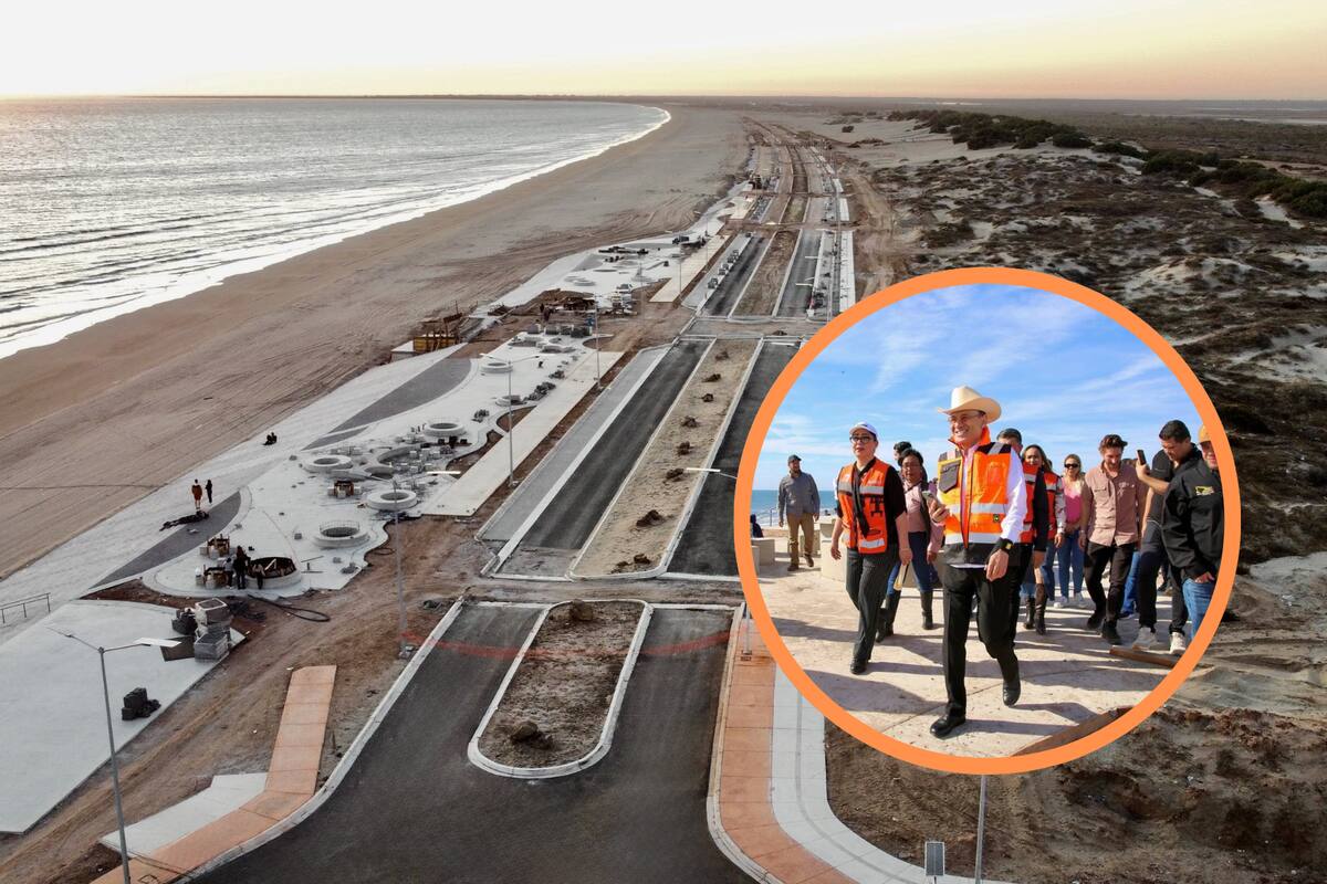 Gobernador transforma playa de Huatabampito: nuevo malecón lleva avance del 75%