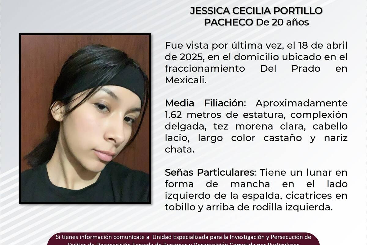Se solicita ayuda para localizar a Jessica Cecilia Portillo Pacheco