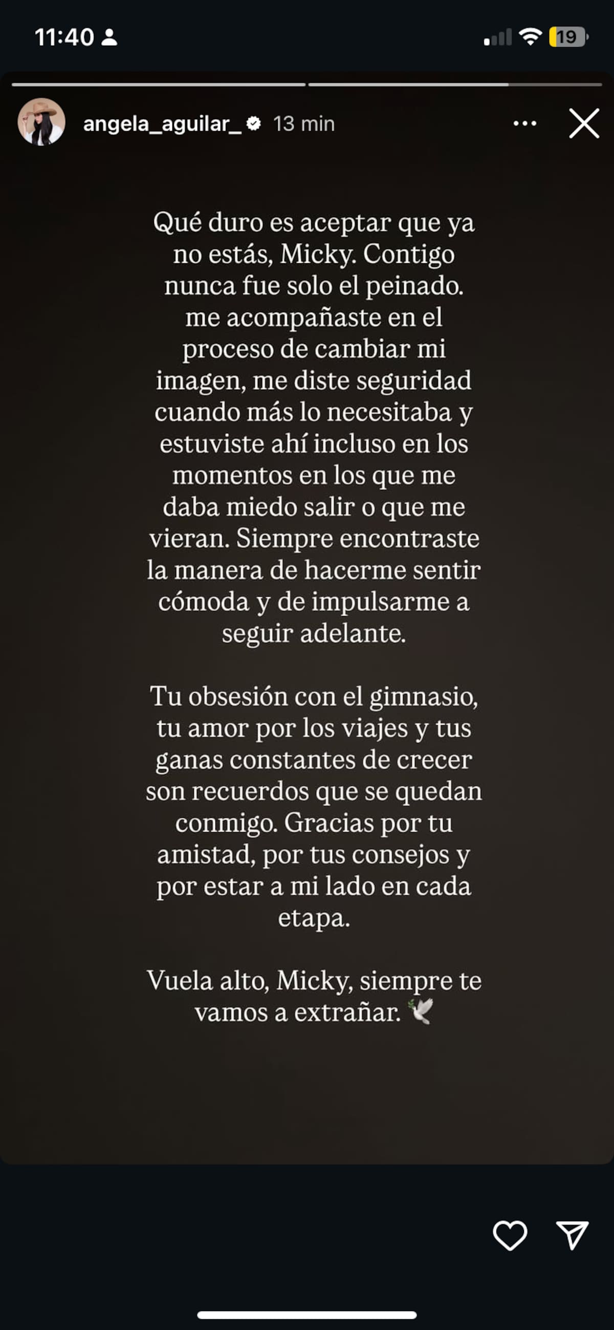 Comparte conmovedor mensaje para despedir a Miguel de la Mora.