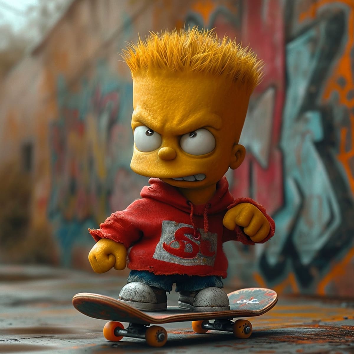Diversión sin límites: Bart se muestra en diversas situaciones, desde desafiantes travesuras hasta momentos más estáticos, demostrando la versatilidad de la inteligencia artificial para capturar la energía única del personaje.