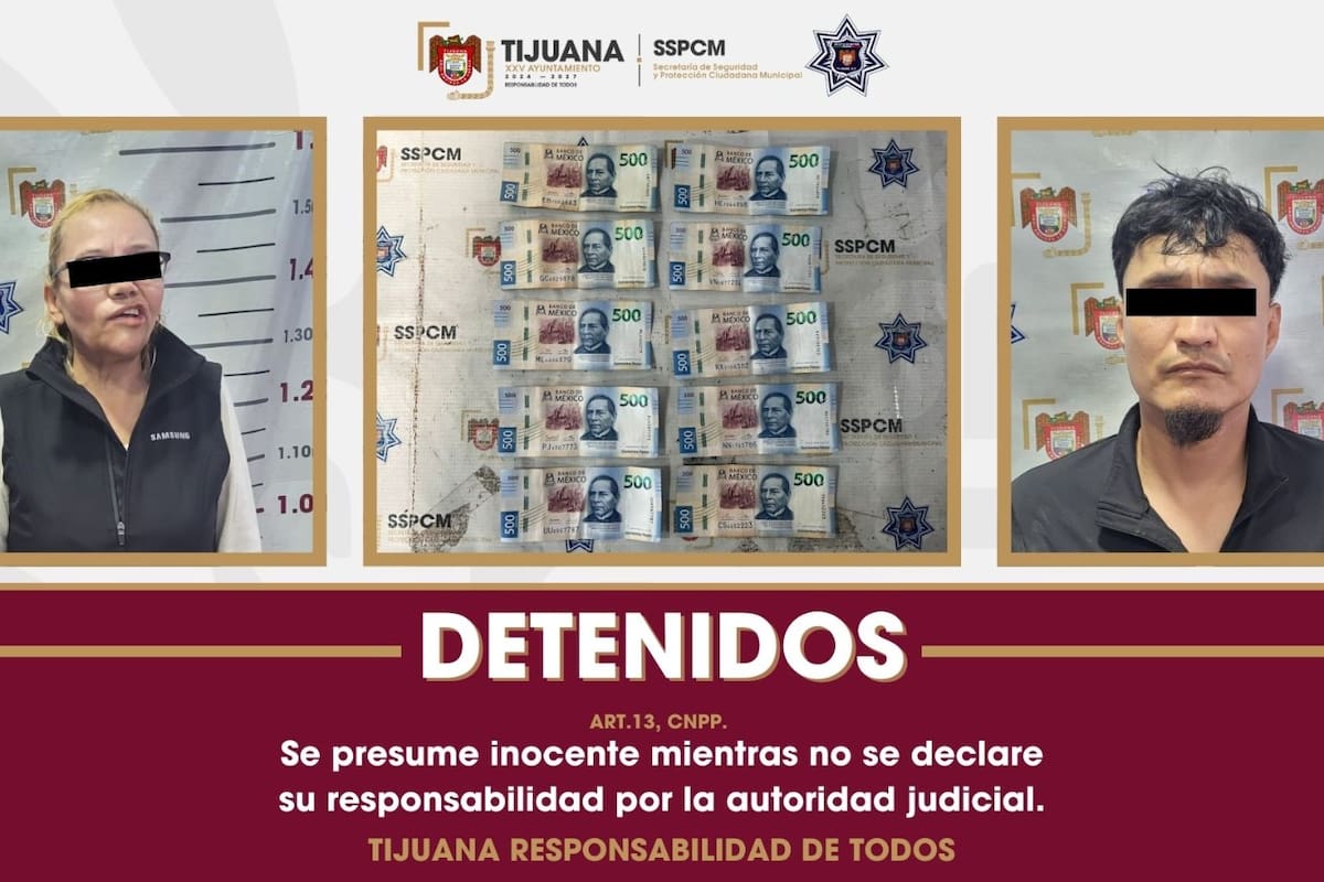 Detienen a dos personas por intentar sobornar a policías en Tijuana