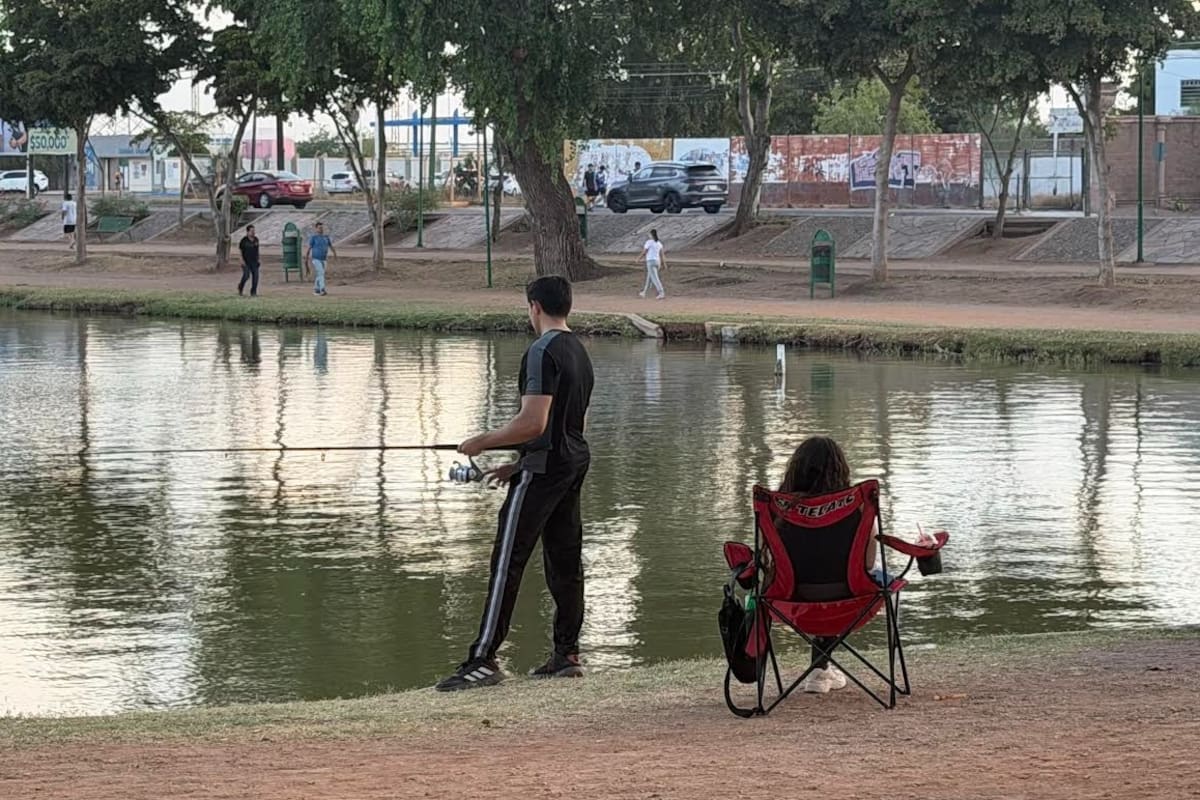 Se relajan con pesca deportiva en Laguna del Náinari