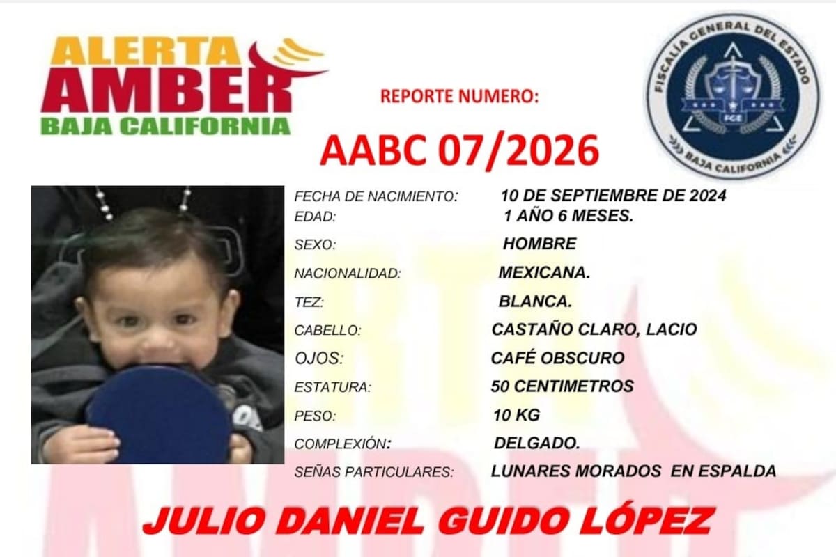 Se busca a Julio Daniel Guido López de 1 año 6 meses de edad
