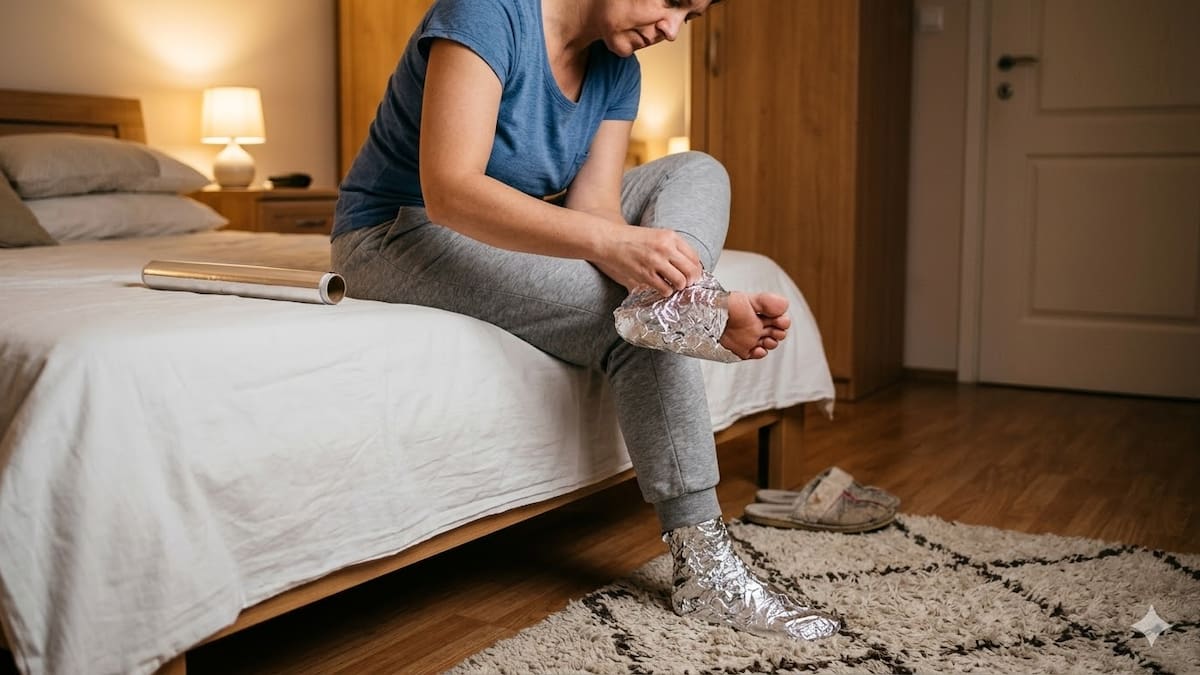 Por qué deberías envolver tus pies en papel aluminio durante 30 minutos antes de ir a dormir