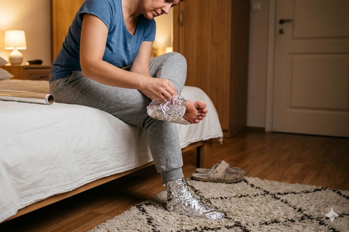 Por qué deberías envolver tus pies en papel aluminio durante 30 minutos antes de ir a dormir