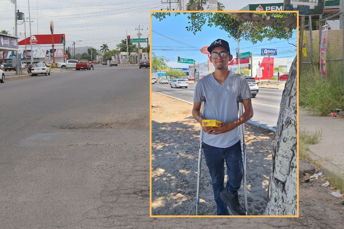 Mientras el calor en Hermosillo supera los 45°C, Bryan vende mazapanes apoyado en sus muletas para mantener a su familia tras enfrentar barreras laborales por su discapacidad