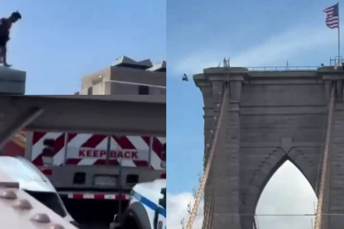 Hombre sobrevive tras saltar desnudo desde una torre del puente de Brooklyn y ahora enfrenta cinco cargos en Nueva York