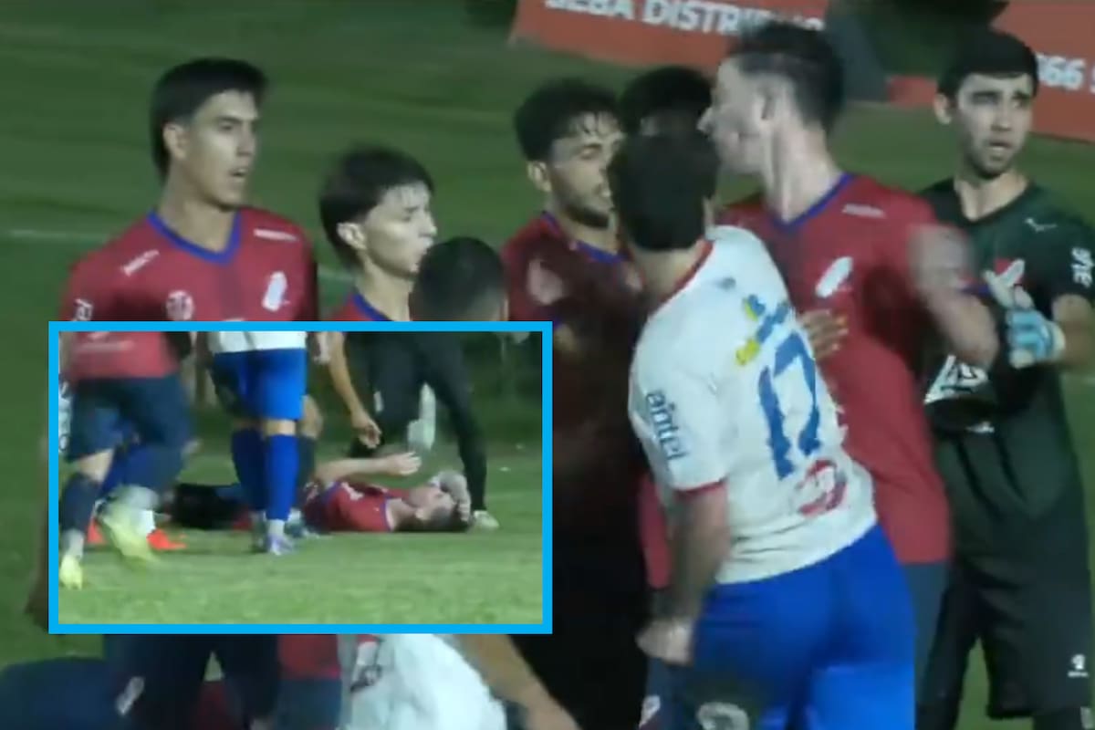 ¡LO DURMIÓ! Futbolista da puñetazo a rival, lo noquea y se hace viral