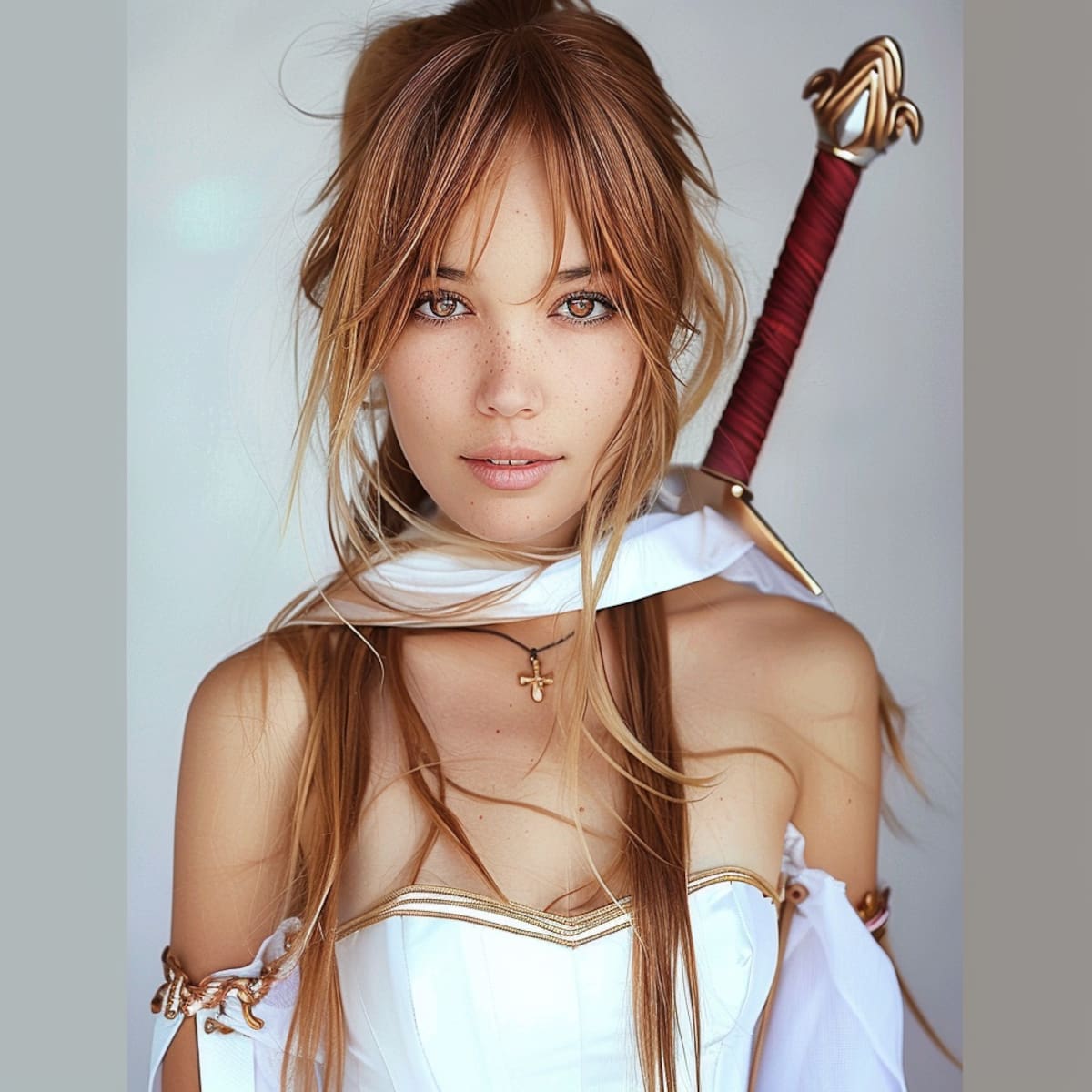 Asuna Yuuki, la heroína de Sword Art Online, cobra vida en esta imagen creada por la Inteligencia Artificial de Midjourney.