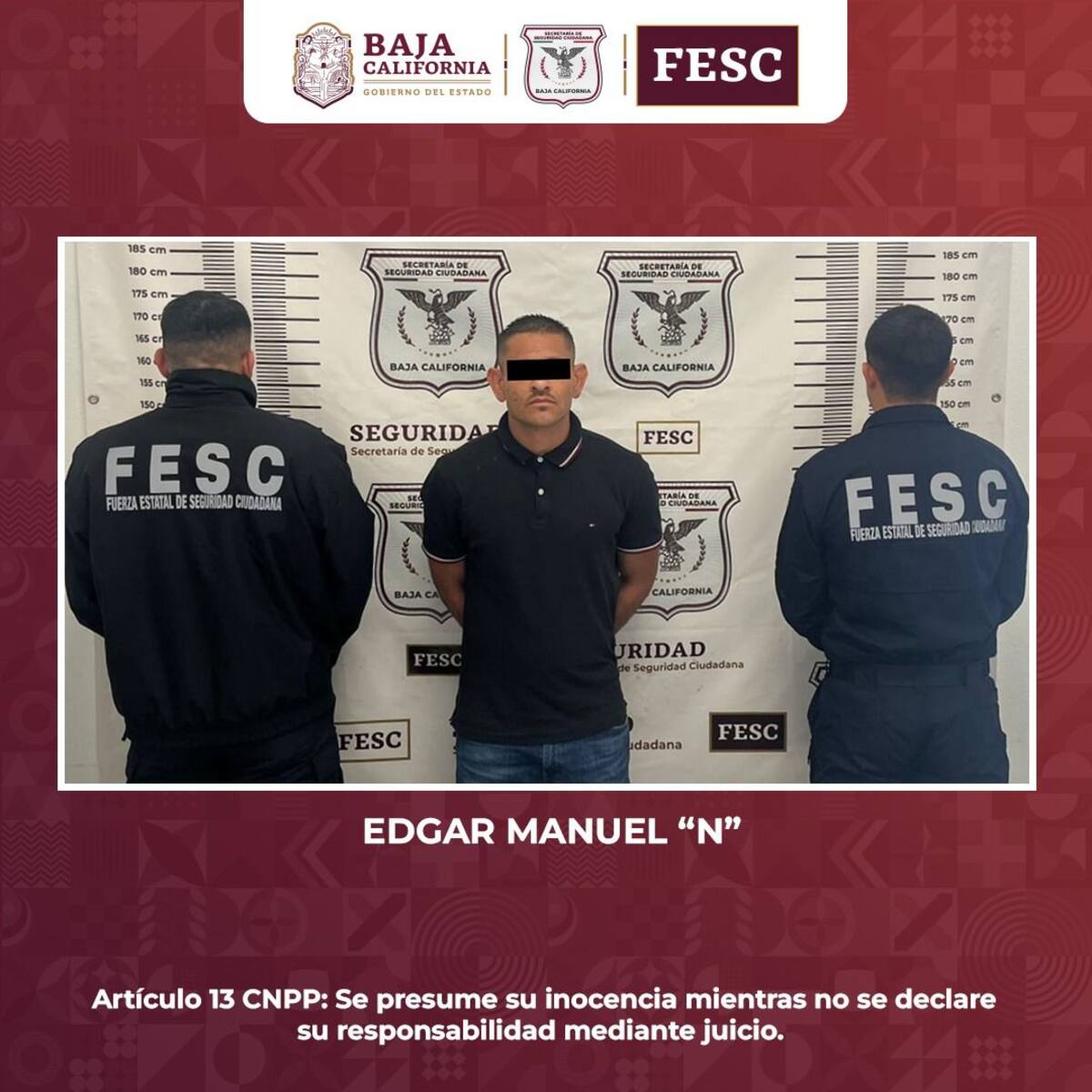 En la ciudad de Ensenada, fue capturado Edgar Manuel “N”, de 36 años,