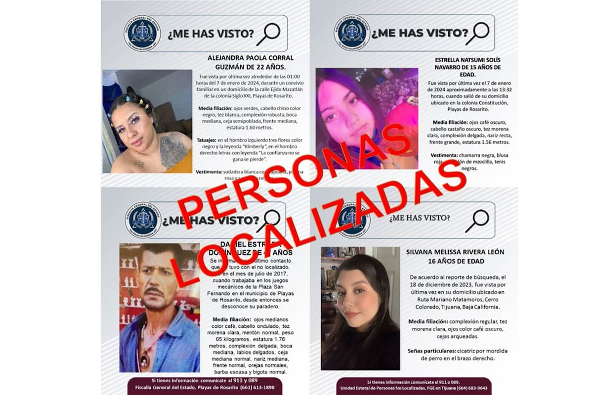 FGE localiza a cuatro personas reportadas como desaparecidas