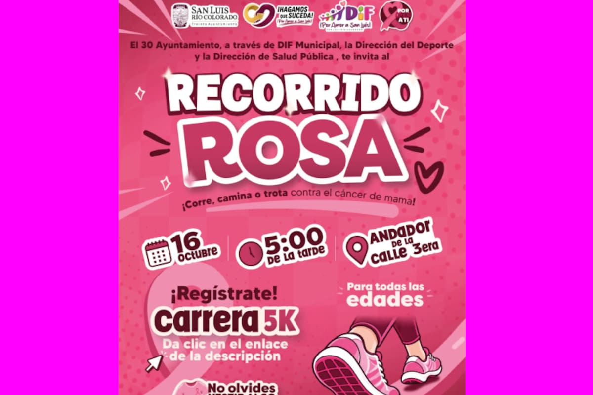 Recorrido Rosa en San Luis: habrá caminata y carrera de 5K contra el cáncer de mama